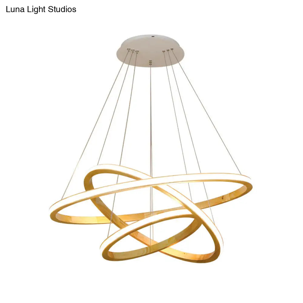 Minimalist Wood Rings Chandelier Pendant Light – Beige, LED, 21"/25" Width