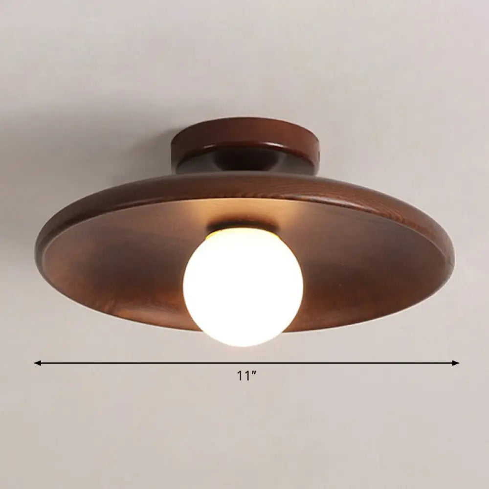 DecorBites™ DecorBites™ Minimalist Wooden Flush Mount Ceiling Lamp- Shallow Bowl Shape, 1 Head- Perfect for Aisles