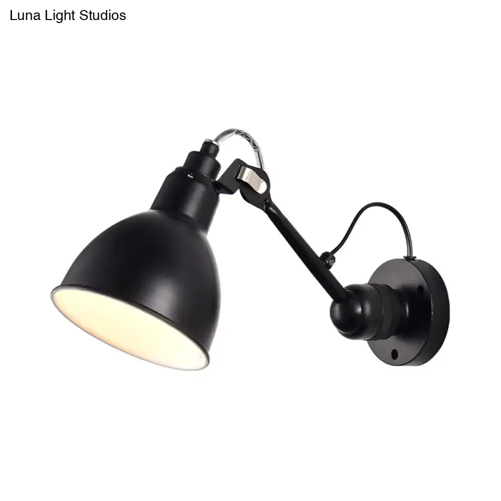 Black industrial-style matte wall mounted lamp with articulated arm for minimalist yellow and black living room wall lamp