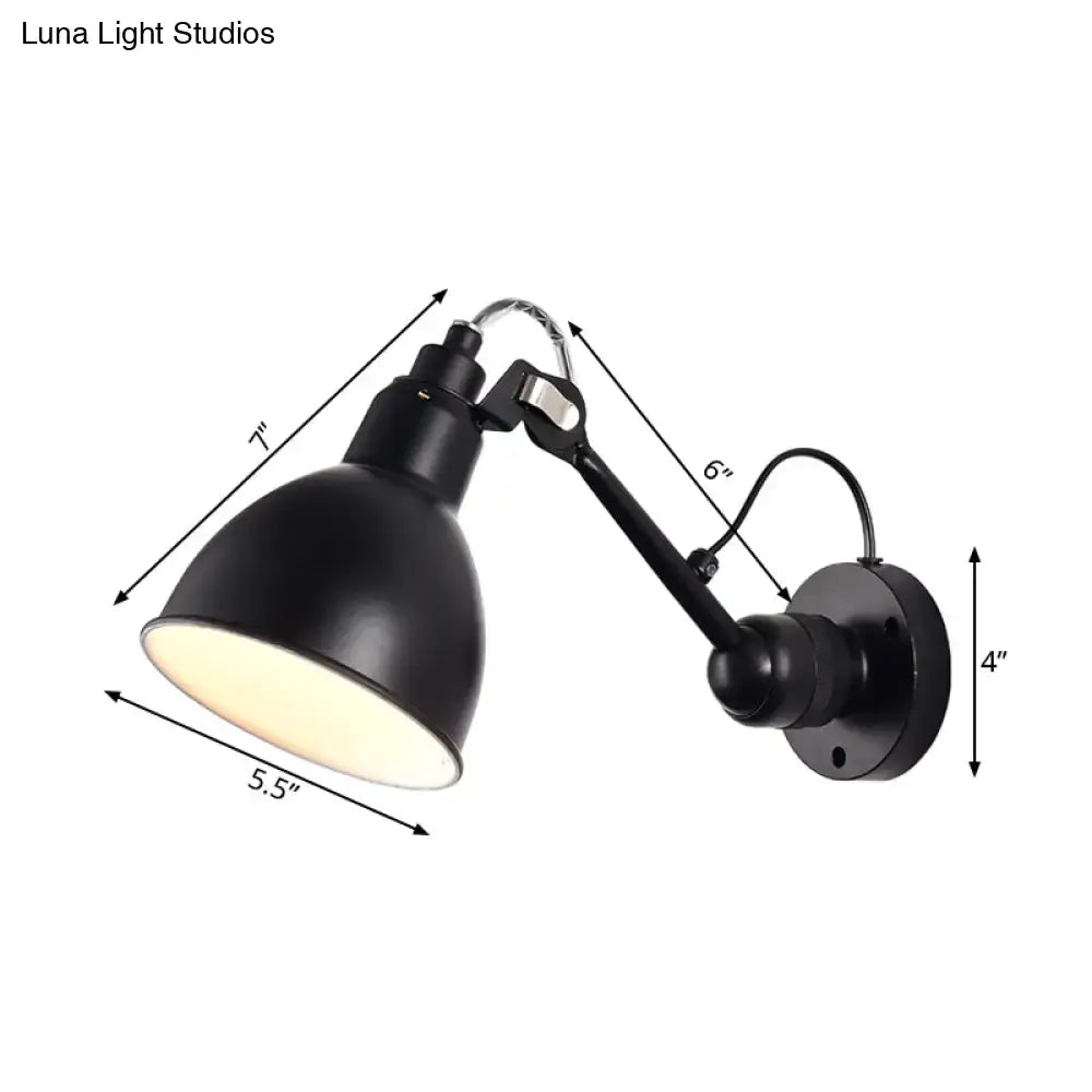 Black industrial-style wall mounted lamp with adjustable arm and matte metal shade for living room wall lamp