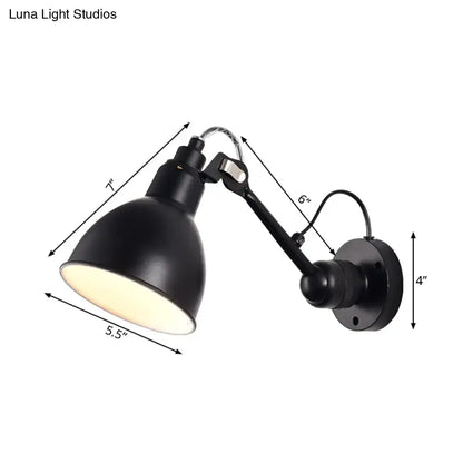 Black industrial-style wall mounted lamp with adjustable arm and matte metal shade for living room wall lamp