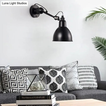 Black industrial-style wall mounted lamp with matte finish and articulated arm for minimalist living room wall lamp