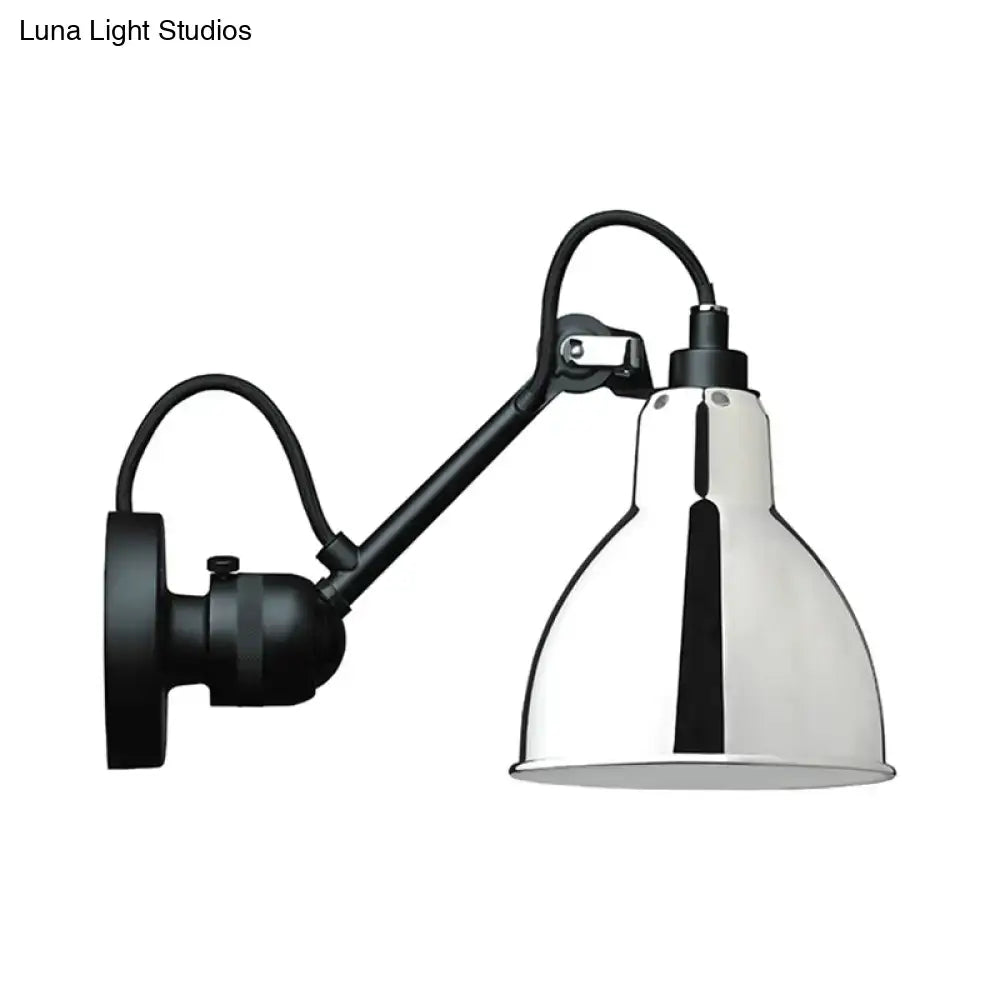 Black and chrome adjustable wall mounted lamp with sleek industrial design for living room wall lamp illumination