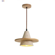 Minimalist yellow stone and wood led pendant light with concrete and natural wood accent for bedroom decorbites led wood