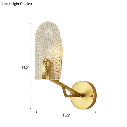 DecorBites™ DecorBites™ Minimalistic 1-Light Brass Flush Wall Sconce for Bedside - Crystal Tube/Cup/Flat Wall Mounted Lamp