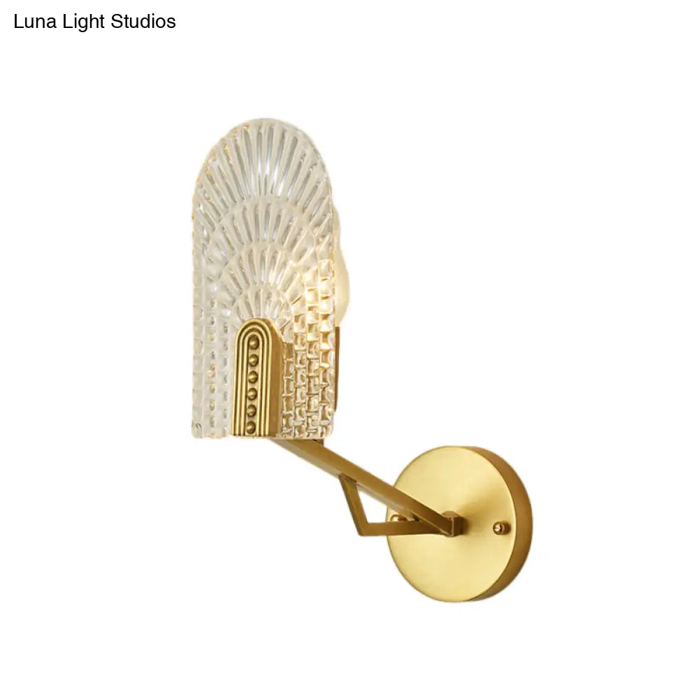 DecorBites™ DecorBites™ Minimalistic 1-Light Brass Flush Wall Sconce for Bedside - Crystal Tube/Cup/Flat Wall Mounted Lamp