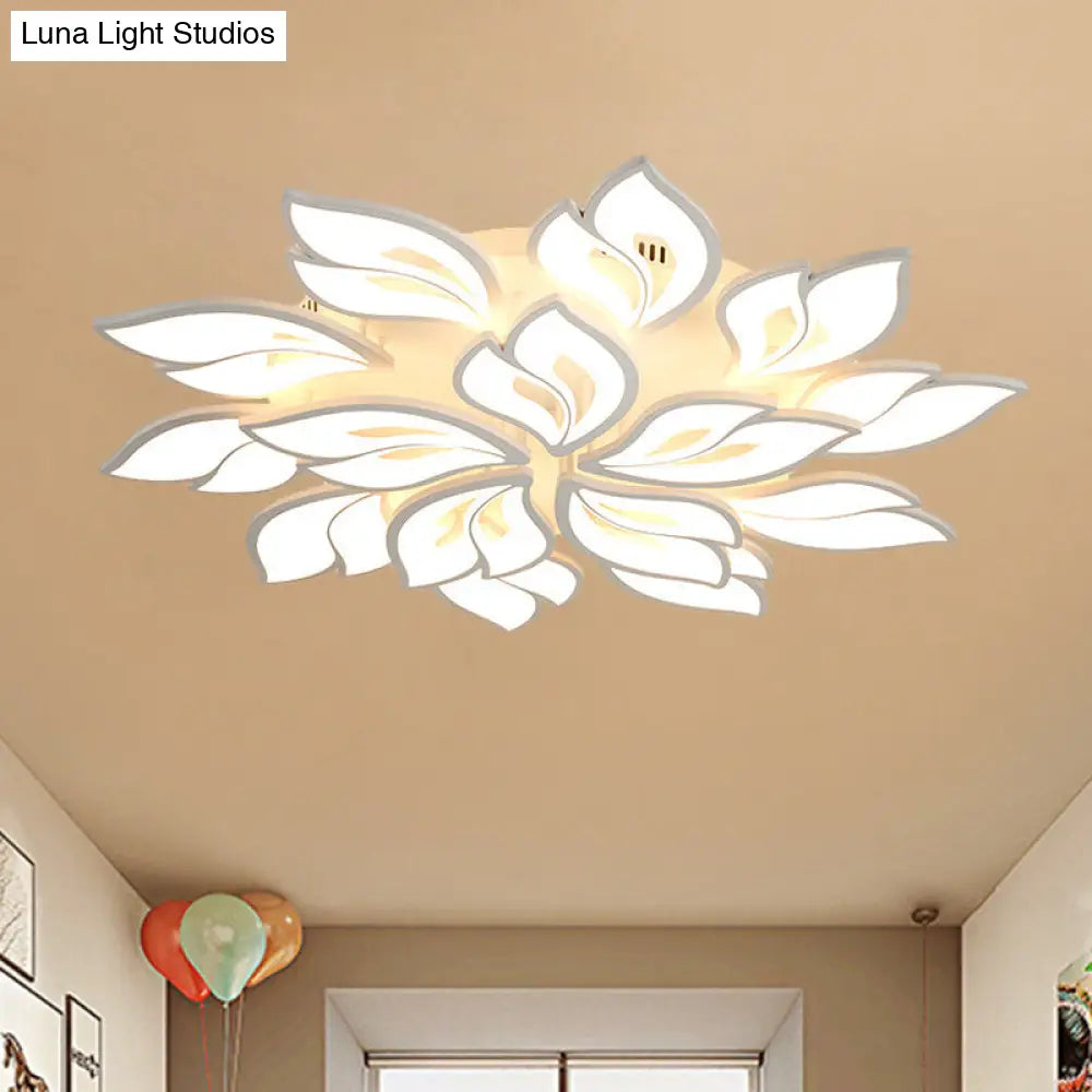DecorBites™ DecorBites™ Minimalistic Acrylic Floral Flush Lamp with LED in Warm/White Light for Drawing Room Ceiling