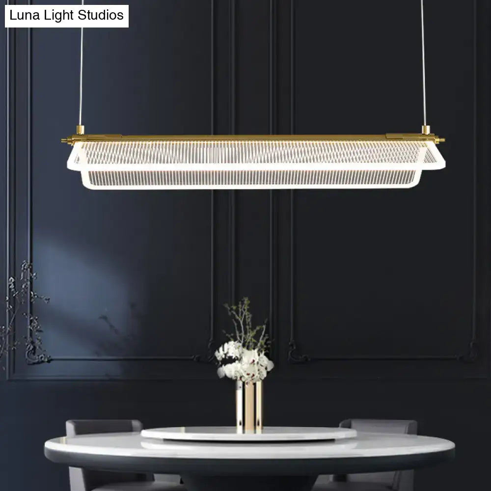 Decorbites minimalistic acrylic dining pendant light with gold metal frame and white mesh folding island light shade