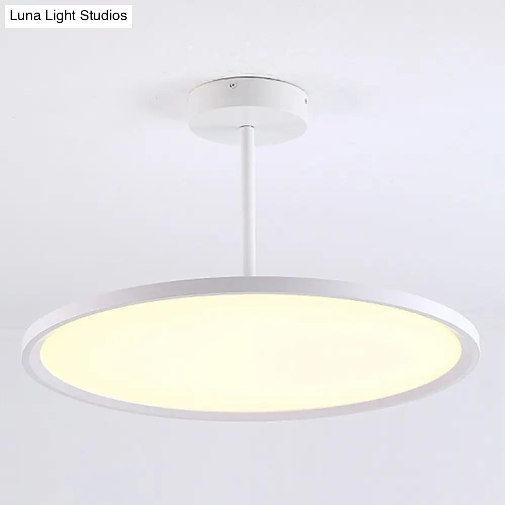 Minimalistic Acrylic Pendant LED Ceiling Light with Hanging Rod – Flat Shade Diner Lighting