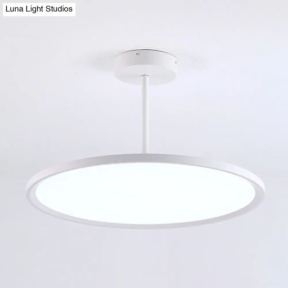 Minimalistic Acrylic Pendant LED Ceiling Light with Hanging Rod – Flat Shade Diner Lighting