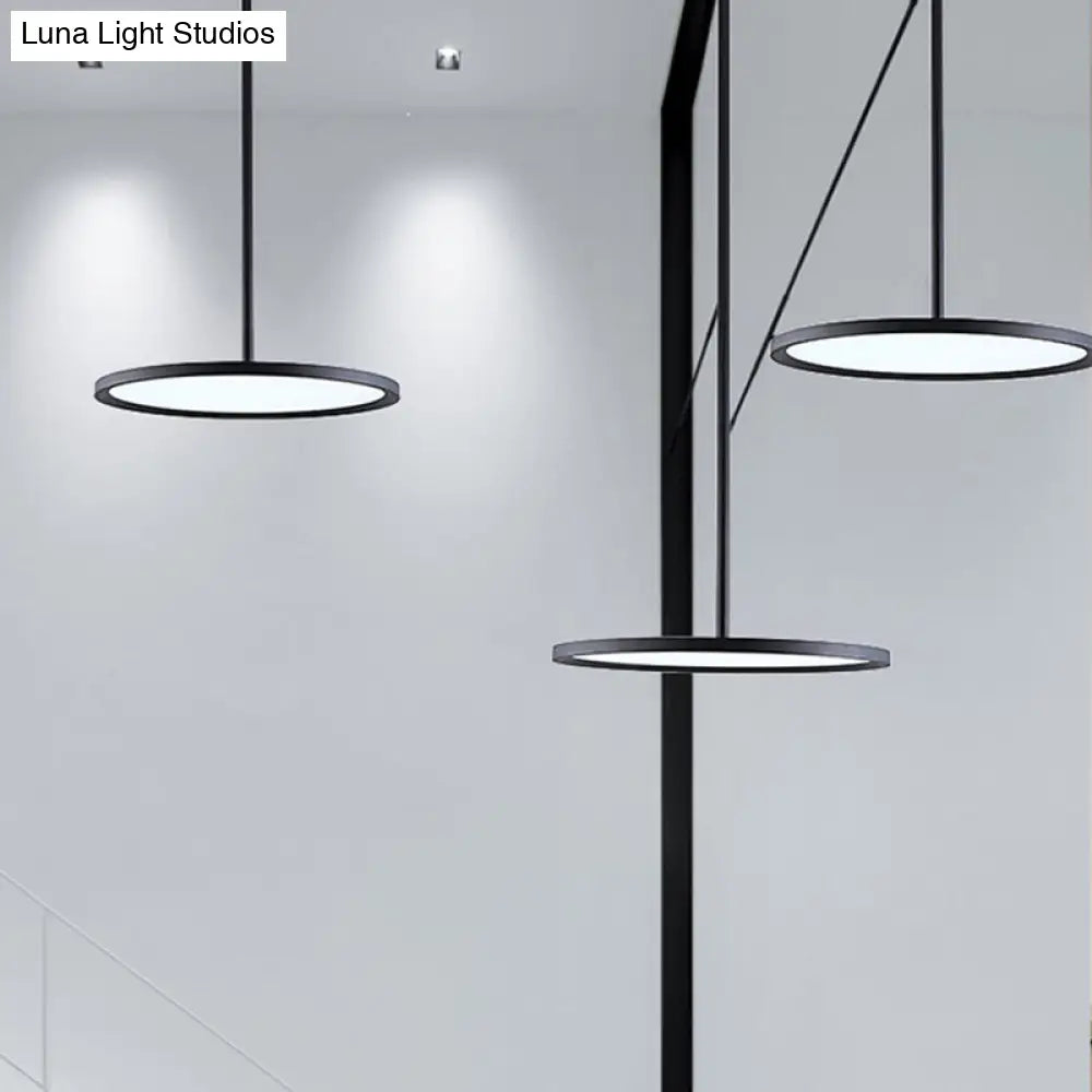 Minimalistic Acrylic Pendant LED Ceiling Light with Hanging Rod – Flat Shade Diner Lighting