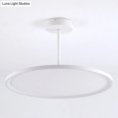 Minimalistic Acrylic Pendant LED Ceiling Light with Hanging Rod – Flat Shade Diner Lighting