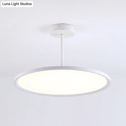 Minimalistic Acrylic Pendant LED Ceiling Light with Hanging Rod – Flat Shade Diner Lighting