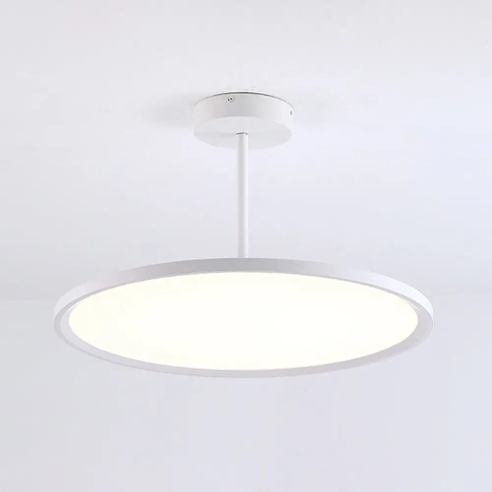 Minimalistic Acrylic Pendant LED Ceiling Light with Hanging Rod – Flat Shade Diner Lighting