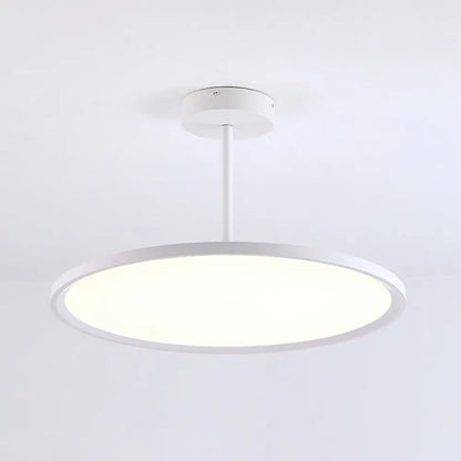 Minimalistic Acrylic Pendant LED Ceiling Light with Hanging Rod – Flat Shade Diner Lighting