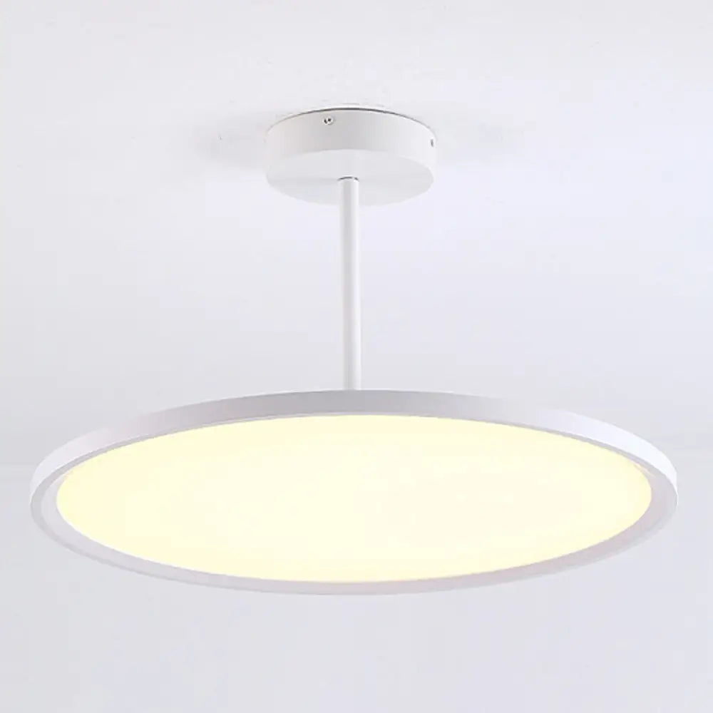 Minimalistic Acrylic Pendant LED Ceiling Light with Hanging Rod – Flat Shade Diner Lighting