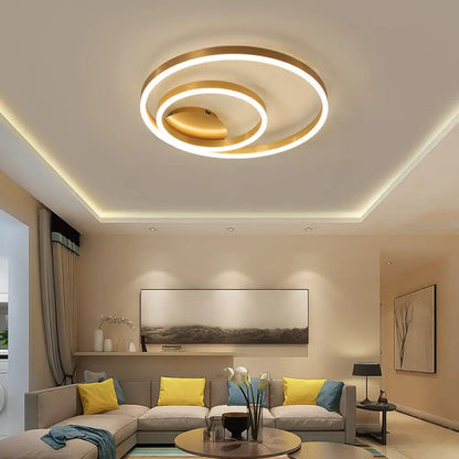 DecorBites™ DecorBites™ Minimalistic Bedroom Brilliance: Gold Circular Aluminum LED Flush Mount Ceiling Ligh