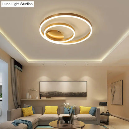 DecorBites™ DecorBites™ Minimalistic Bedroom Brilliance: Gold Circular Aluminum LED Flush Mount Ceiling Ligh