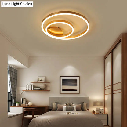 DecorBites™ DecorBites™ Minimalistic Bedroom Brilliance: Gold Circular Aluminum LED Flush Mount Ceiling Ligh