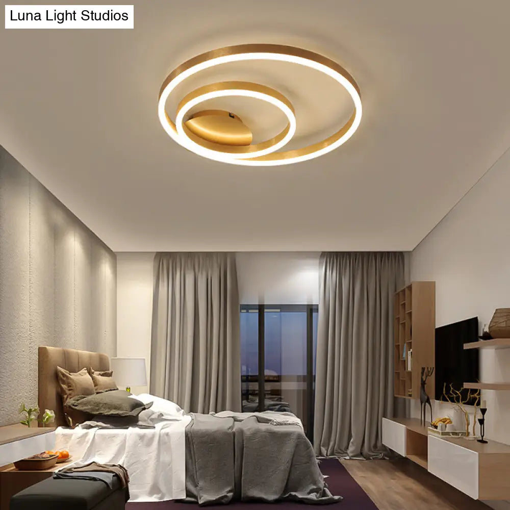 DecorBites™ DecorBites™ Minimalistic Bedroom Brilliance: Gold Circular Aluminum LED Flush Mount Ceiling Ligh