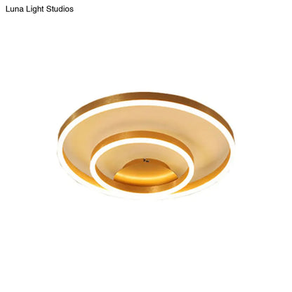 DecorBites™ DecorBites™ Minimalistic Bedroom Brilliance: Gold Circular Aluminum LED Flush Mount Ceiling Ligh