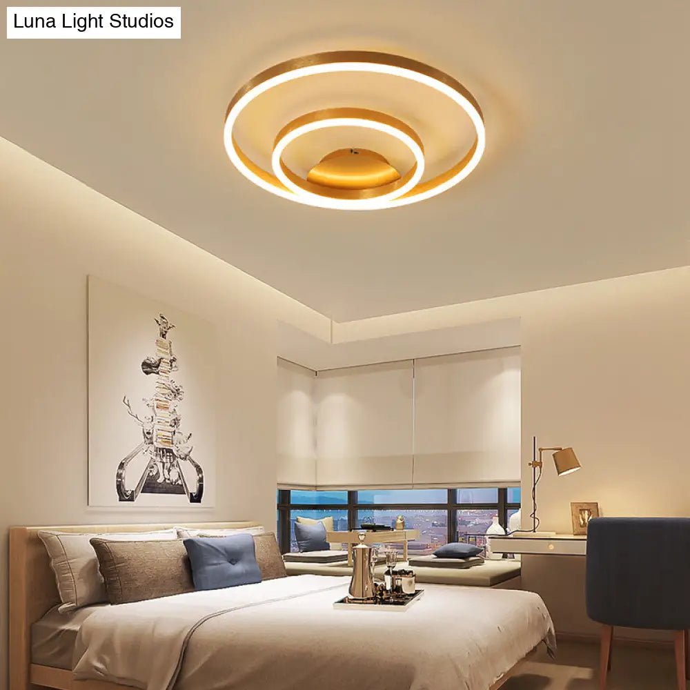 DecorBites™ DecorBites™ Minimalistic Bedroom Brilliance: Gold Circular Aluminum LED Flush Mount Ceiling Ligh