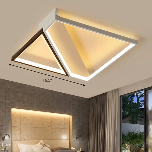 DecorBites™ DecorBites™ Minimalistic Bedroom Glow: Black and White Square LED Metal Flush Mount Ceiling Lamp.