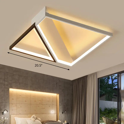 DecorBites™ DecorBites™ Minimalistic Bedroom Glow: Black and White Square LED Metal Flush Mount Ceiling Lamp.