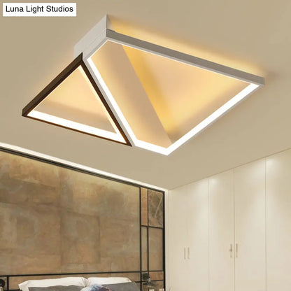 DecorBites™ DecorBites™ Minimalistic Bedroom Glow: Black and White Square LED Metal Flush Mount Ceiling Lamp.