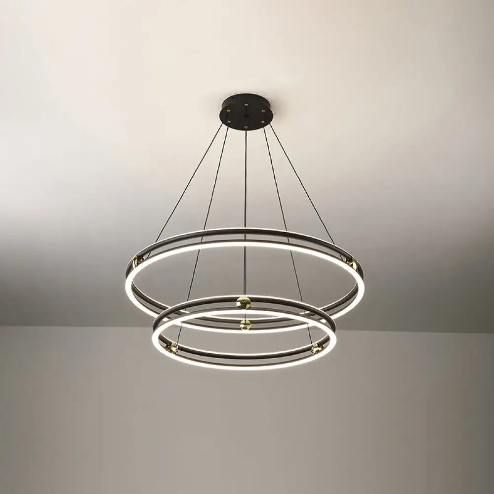 Minimalistic Black and White Circle Chandelier