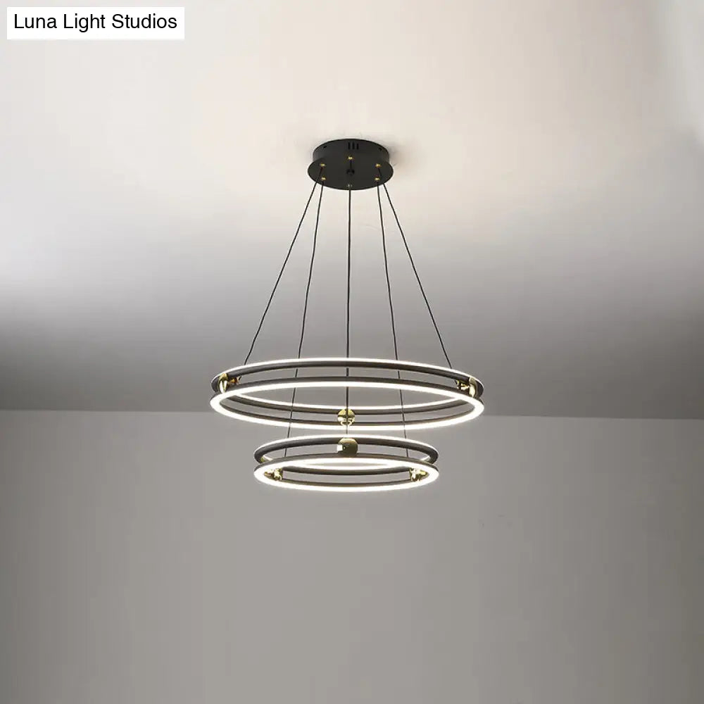 Minimalistic Black and White Circle Chandelier