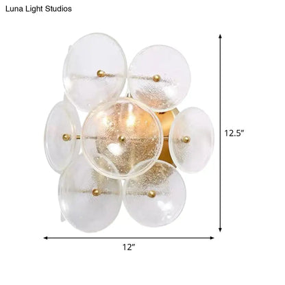 DecorBites™ DecorBites™ Minimalistic Circle Glass Sconce: Clear Textured Wall Mounted Light Fixture (2 Bulbs) for Living Room