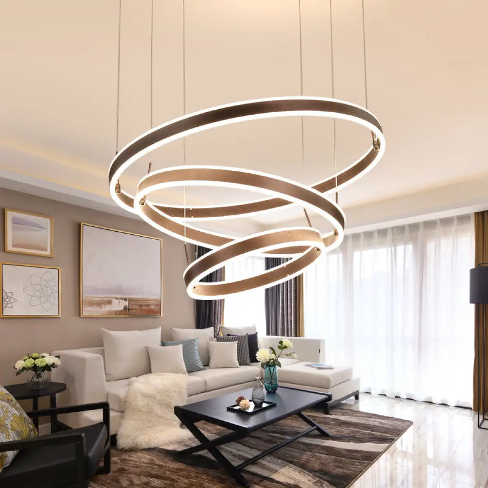 Minimalistic Coffee Acrylic LED Pendant Lighting for Living Room