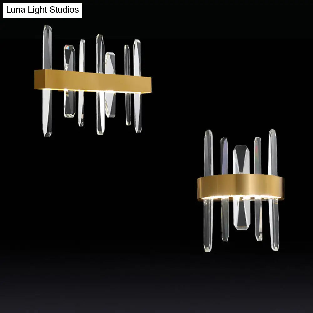 DecorBites™ DecorBites™ Minimalistic Crystal LED Sconce for Bedroom Wall – Gold Finish Stick Shape