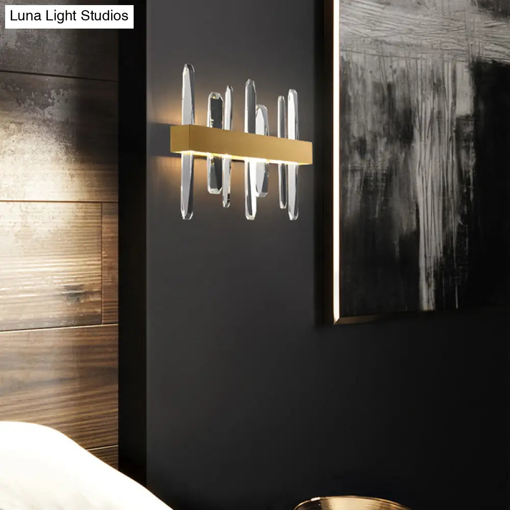 DecorBites™ DecorBites™ Minimalistic Crystal LED Sconce for Bedroom Wall – Gold Finish Stick Shape