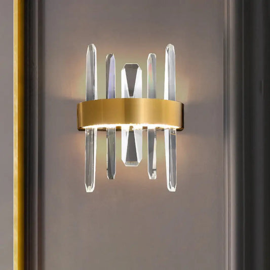 DecorBites™ DecorBites™ Minimalistic Crystal LED Sconce for Bedroom Wall – Gold Finish Stick Shape