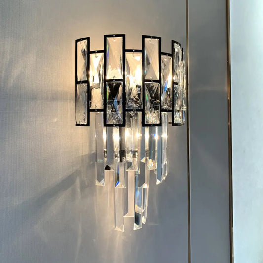DecorBites™ DecorBites™ Minimalistic Crystal Prism Wall Lighting: 3-Light Sconce Fixture for Living Room