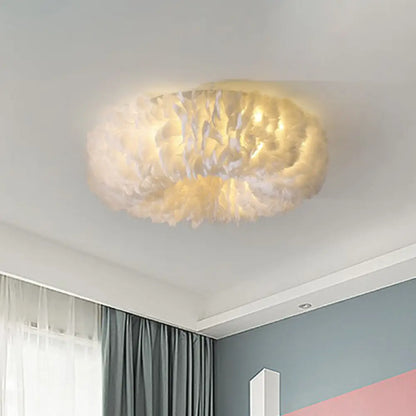 DecorBites™ DecorBites™ Minimalistic Feather Flush Mount Ceiling Light for Bedroom - White Doughnut Shape