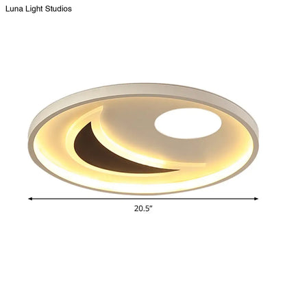 DecorBites™ DecorBites™ Minimalistic Geometric Acrylic Ceiling Mount LED Flush Light - Black & White-16.5"/20.5" Wide - Remote Control Dimming