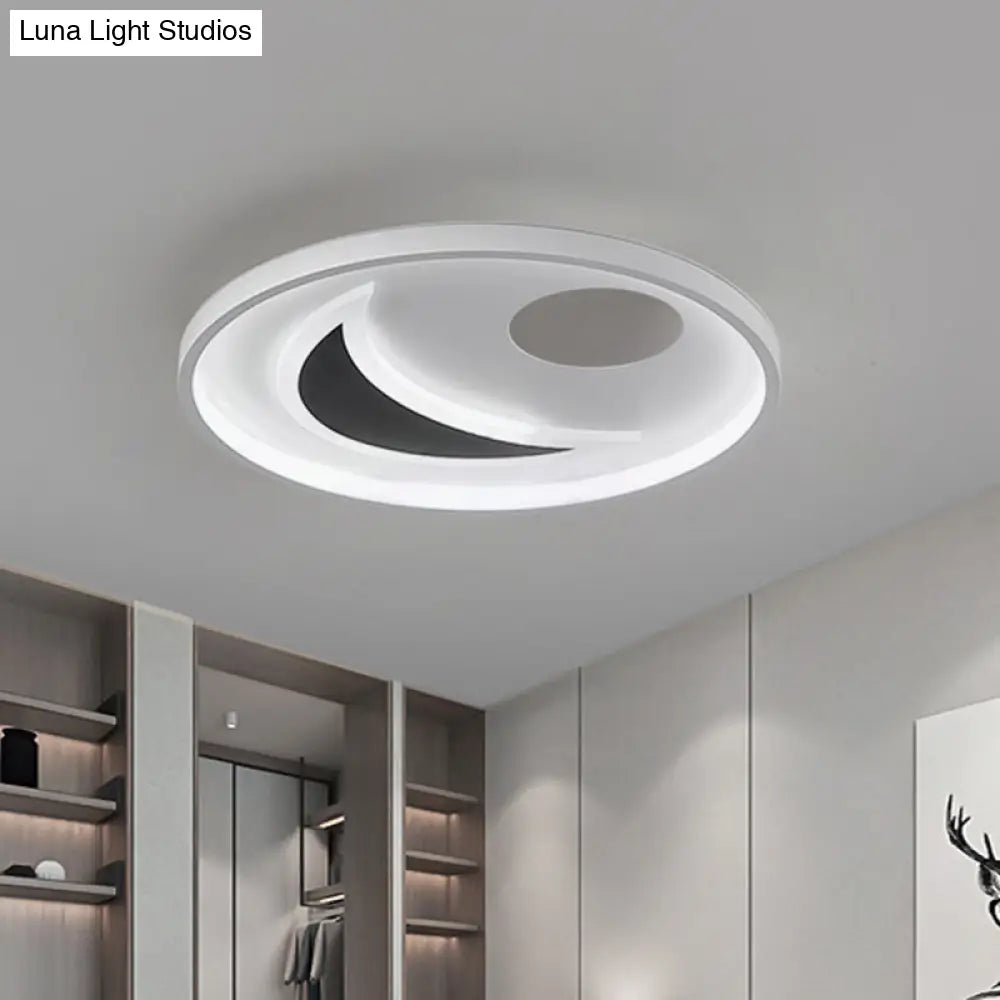 DecorBites™ DecorBites™ Minimalistic Geometric Acrylic Ceiling Mount LED Flush Light - Black & White-16.5"/20.5" Wide - Remote Control Dimming