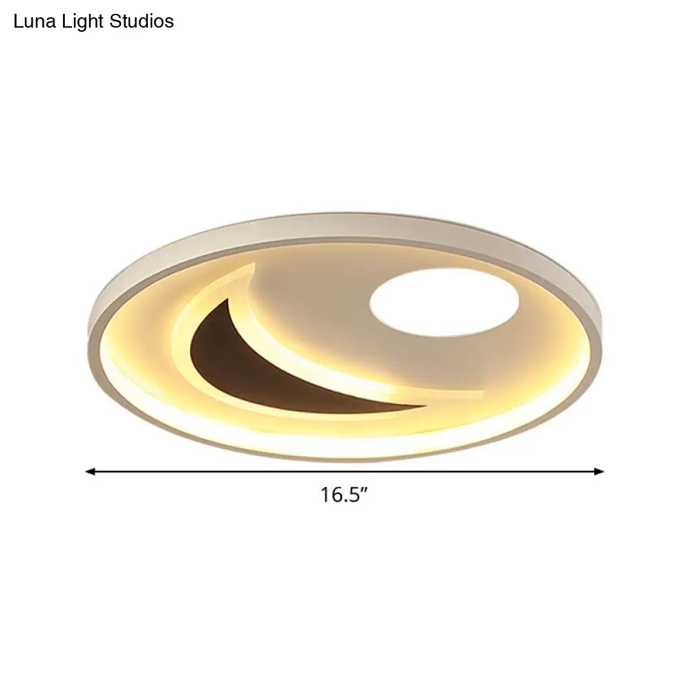 DecorBites™ DecorBites™ Minimalistic Geometric Acrylic Ceiling Mount LED Flush Light - Black & White-16.5"/20.5" Wide - Remote Control Dimming