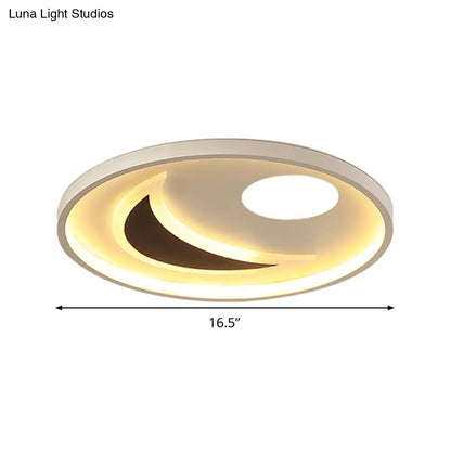 DecorBites™ DecorBites™ Minimalistic Geometric Acrylic Ceiling Mount LED Flush Light - Black & White-16.5"/20.5" Wide - Remote Control Dimming