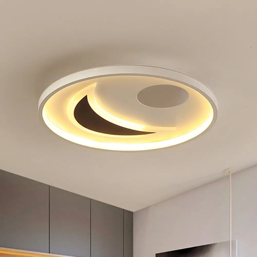 DecorBites™ DecorBites™ Minimalistic Geometric Acrylic Ceiling Mount LED Flush Light - Black & White-16.5"/20.5" Wide - Remote Control Dimming