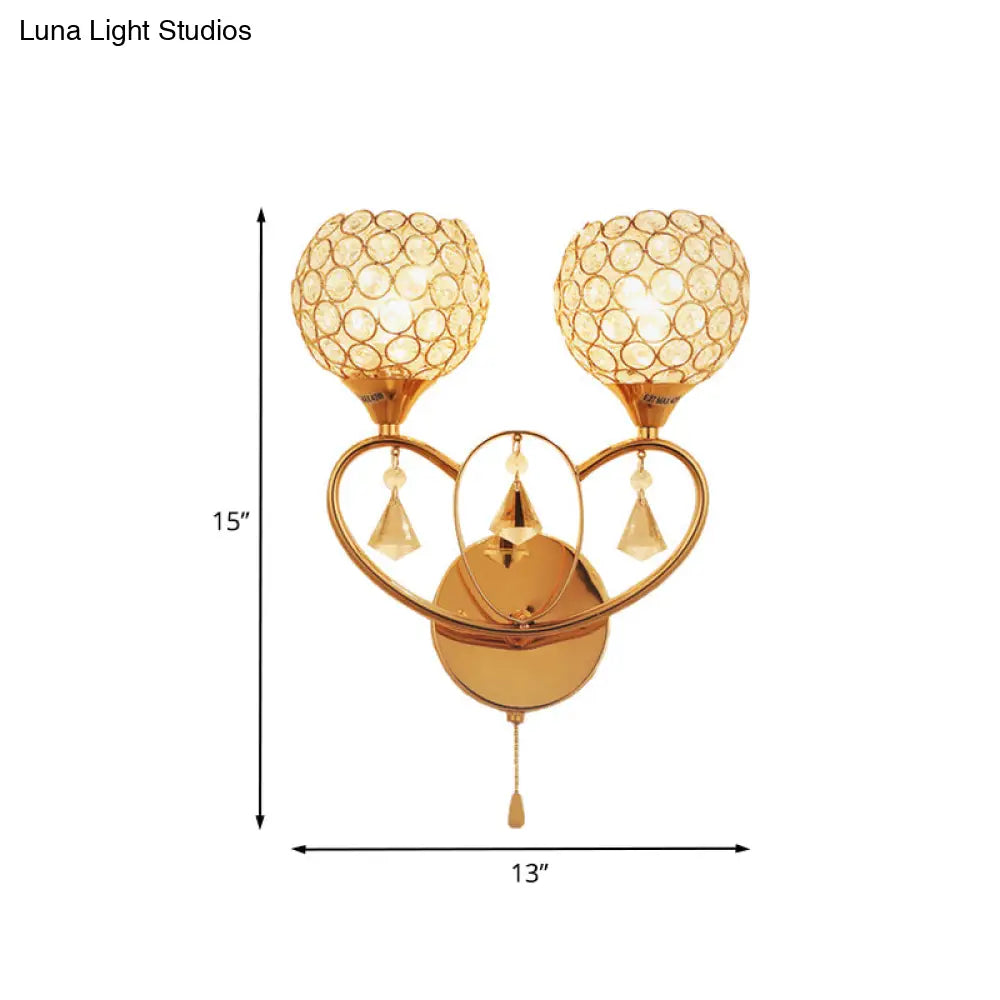 DecorBites™ DecorBites™ Minimalistic Gold Crystal Wall Sconce Light with Dual Heads