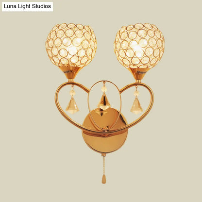 DecorBites™ DecorBites™ Minimalistic Gold Crystal Wall Sconce Light with Dual Heads