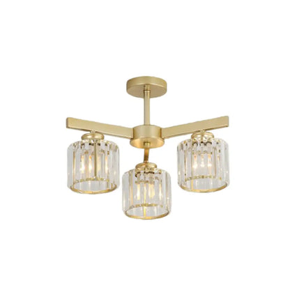 DecorBites™ DecorBites™ Minimalistic Golden Crystal Cylinder Ceiling Mounted Light - Semi Flush Mount Fixture for Bedroom