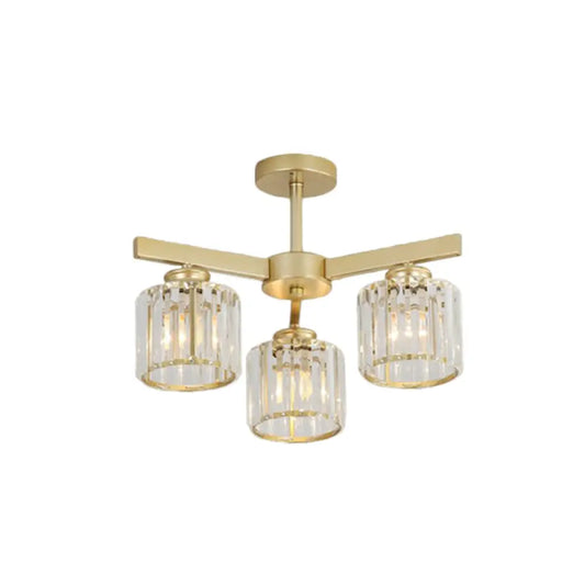 DecorBites™ DecorBites™ Minimalistic Golden Crystal Cylinder Ceiling Mounted Light - Semi Flush Mount Fixture for Bedroom