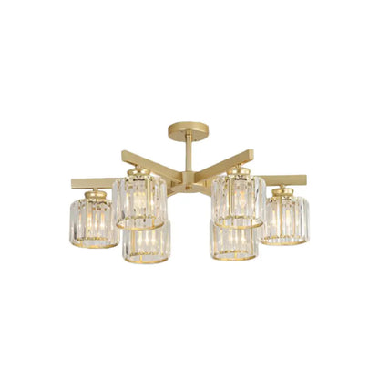 DecorBites™ DecorBites™ Minimalistic Golden Crystal Cylinder Ceiling Mounted Light - Semi Flush Mount Fixture for Bedroom