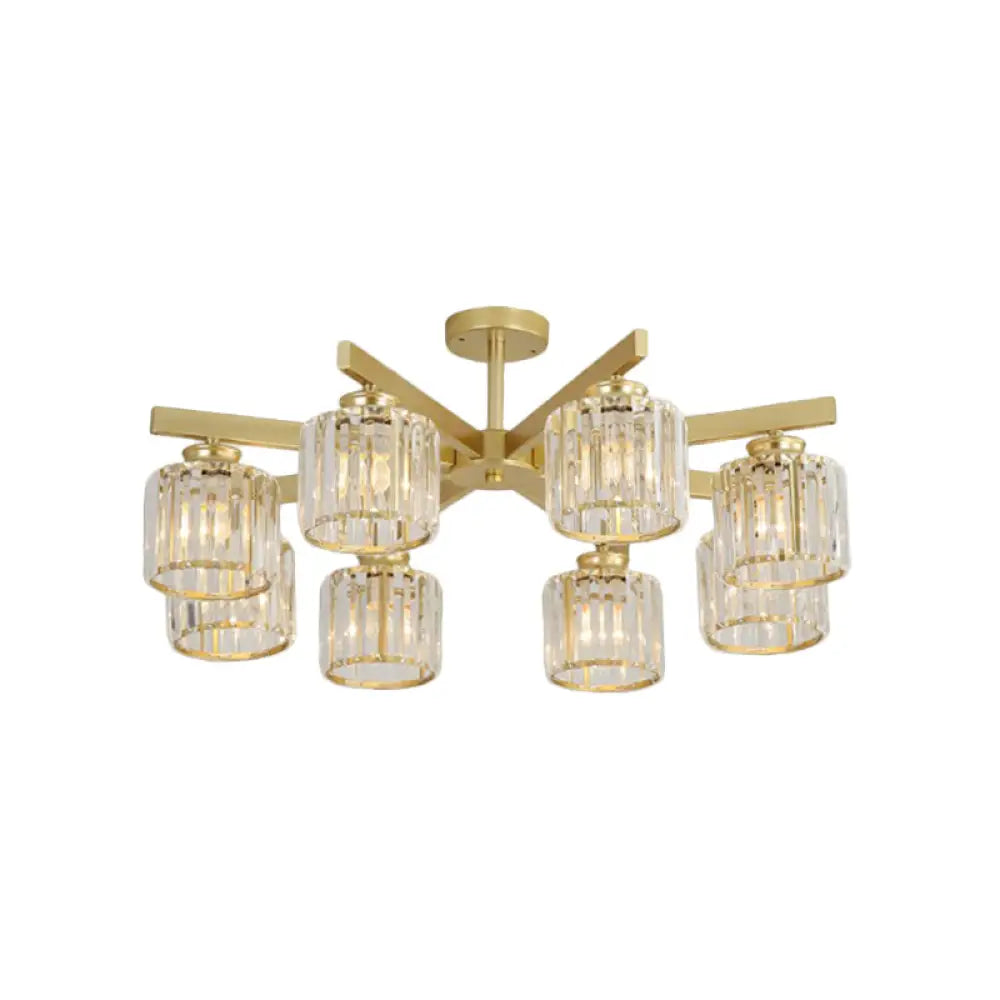DecorBites™ DecorBites™ Minimalistic Golden Crystal Cylinder Ceiling Mounted Light - Semi Flush Mount Fixture for Bedroom