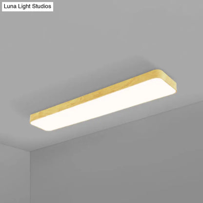 DecorBites™ DecorBites™ Minimalistic LED Aluminum Flush Mount Ceiling Light with Light-Wood Grain Rectangle Design